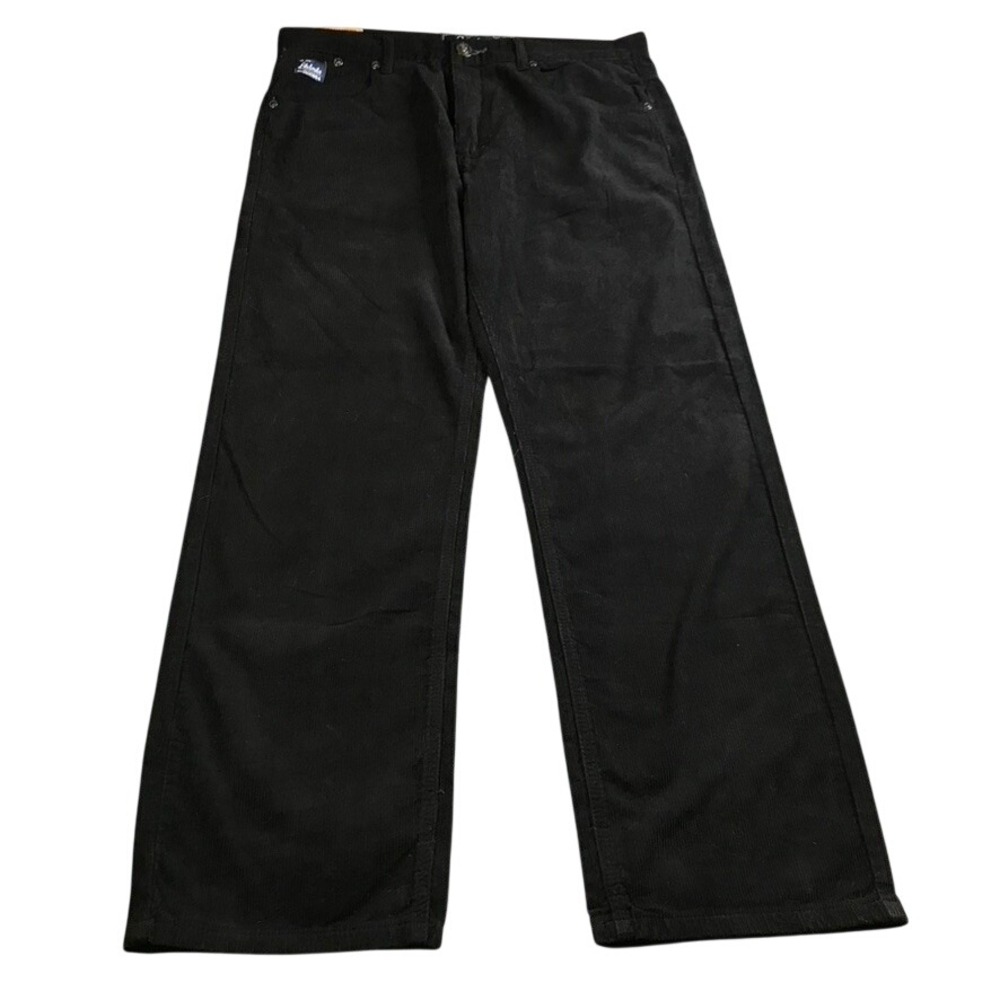 Y2K Akademiks Men's Sz34 Black Corduroy Wide Leg Pants A33WB06 Urban Streetwear